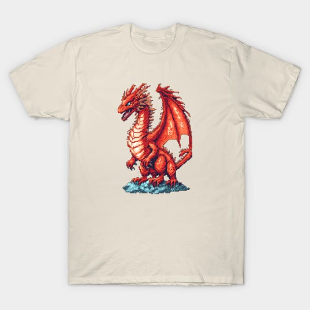 pixel art dragons fire type 8 bit retro T-Shirt by digilabs